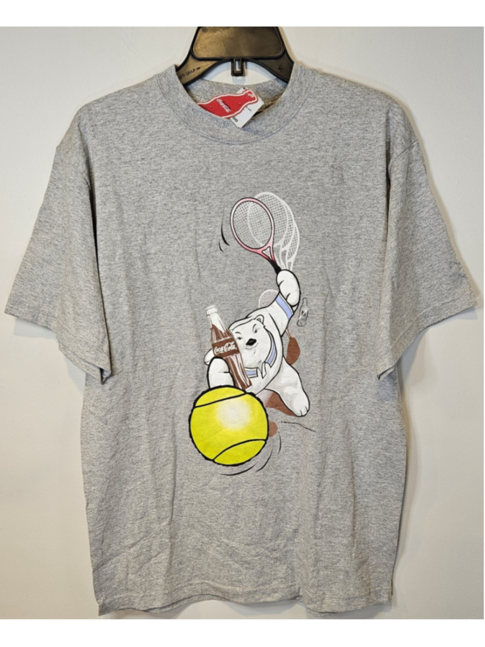 Vintage 1998 Coca Cola Polar Bear Tennis T Shirt Medium USA Made Coke Sports